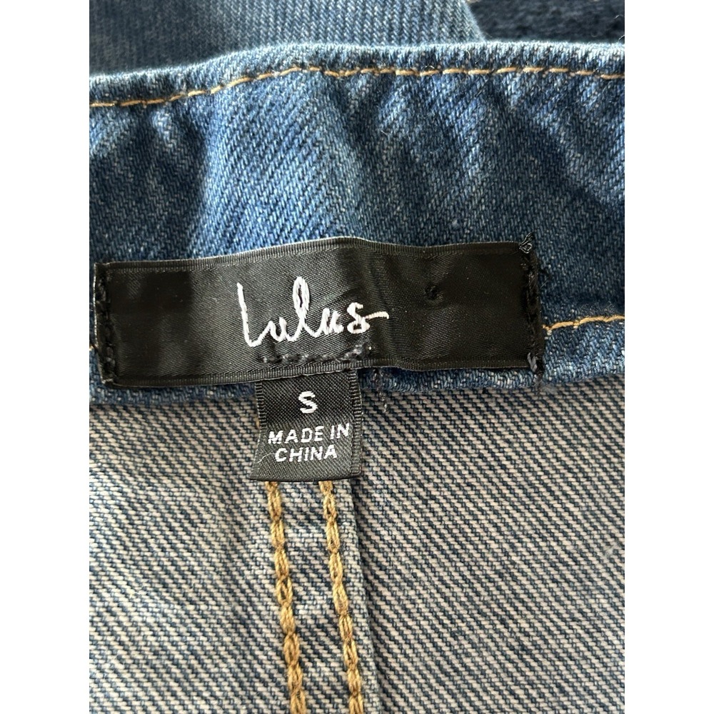 Women's Lulus Denim Long‎ Skirt W/ Buttons Pockets Slit 90s Retro - Picture 4 of 5